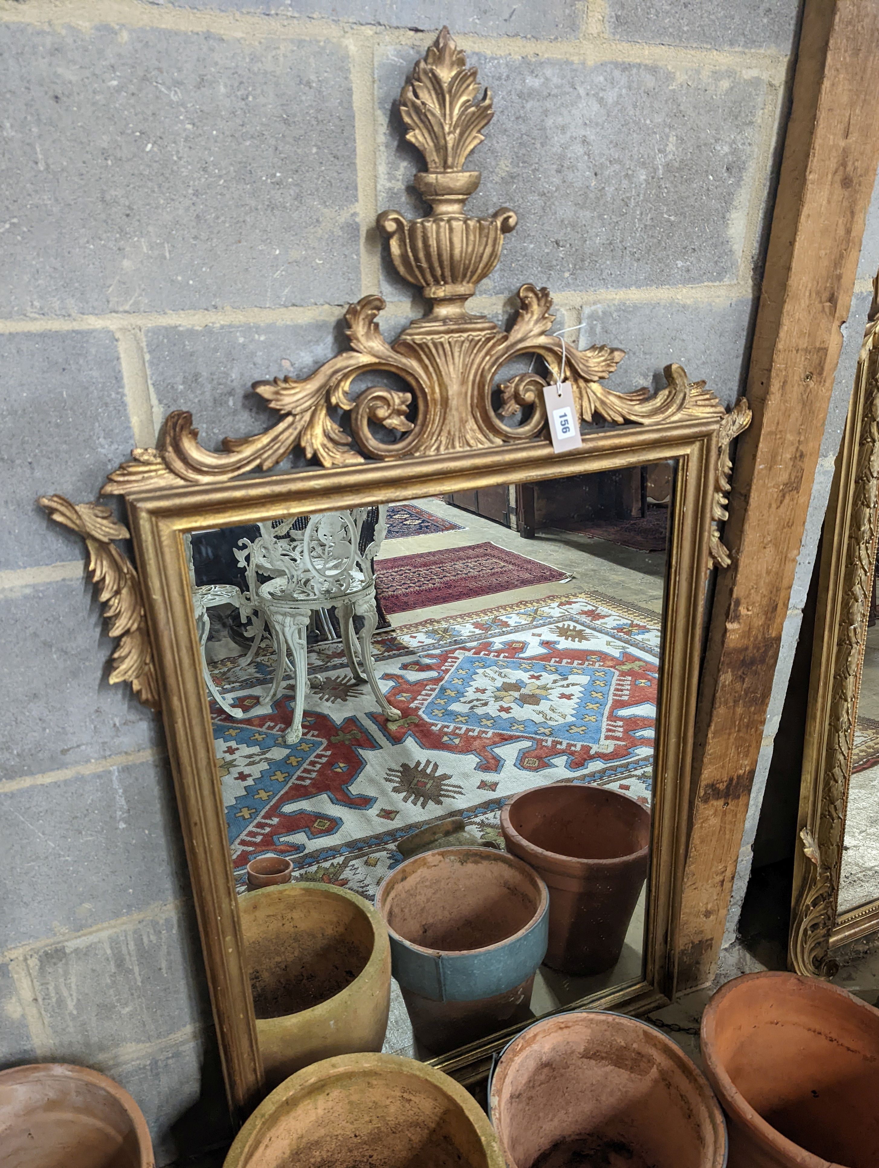 A 1930's French carved giltwood wall mirror, width 80cm